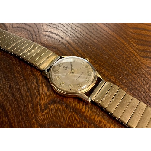 1003 - Tudor Rolex - a 1950s Tudor Royal 9ct gold cased wristwatch, silvered dial, raised Arabic numerals, ... 