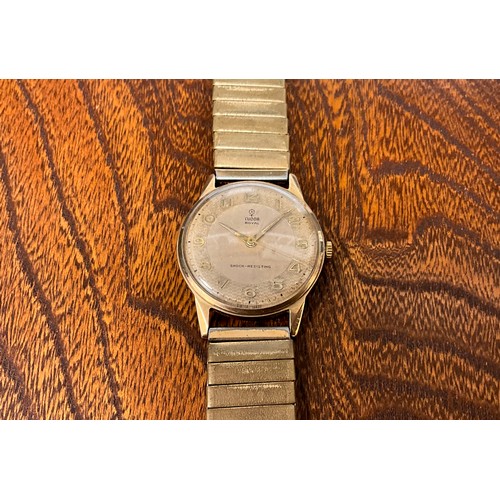 1003 - Tudor Rolex - a 1950s Tudor Royal 9ct gold cased wristwatch, silvered dial, raised Arabic numerals, ... 