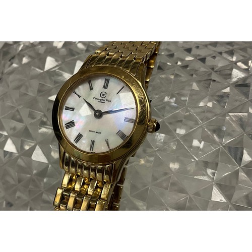 1024 - Christopher Ward - a ladies S3 Divine R3GWG gold plated bracelet wristwatch, 0258, circular case, mo... 