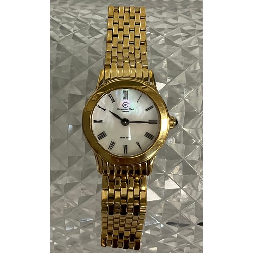 1024 - Christopher Ward - a ladies S3 Divine R3GWG gold plated bracelet wristwatch, 0258, circular case, mo... 