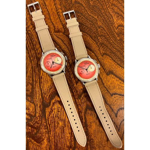 1077 - A pair of Studio Underd0g Strawberries and Cream wristwatches, multitone dial, twin subsidiary regis... 