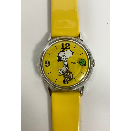 1079 - A Timex limited edition 'Snoopy Tennis' wristwatch, yellow dial and strap, stainless steel 34mm diam... 