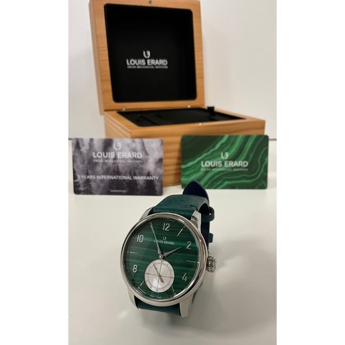 1082 - Louis Erard - a Collection Excellence Metiers D'Art Malachite petite seconds wristwatch, ref 34238AA... 