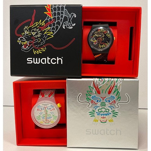 1088 - Swatch Watches - Dragon in Cloud, SB05Z102 and Dragon in Wind, SO29Z137-5300, both boxed with instru... 