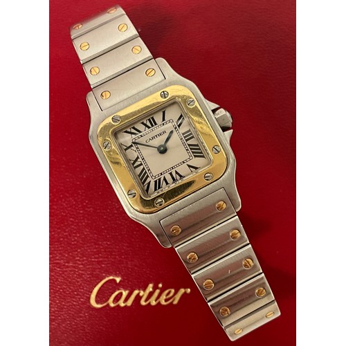 1090 - Cartier - a lady's bi-colour Cartier Santos Galbée wristwatch Model 1567, Serial number 917996CD, st... 