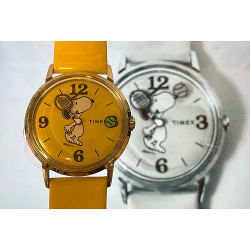 1091 - A Timex limited edition 'Snoopy Tennis' wristwatch, yellow dial and strap, stainless steel 34mm diam... 