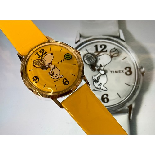 1091 - A Timex limited edition 'Snoopy Tennis' wristwatch, yellow dial and strap, stainless steel 34mm diam... 