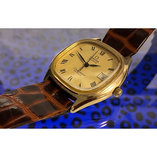 1102 - Omega - a gold plated and stainless steel Seamaster De Ville quartz TV screen date wristwatch, quart... 