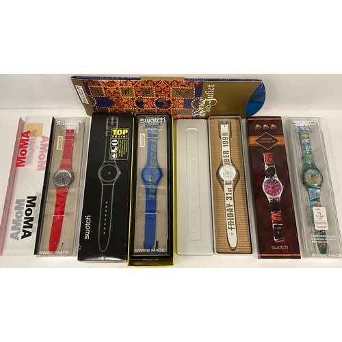 1108 - Swatch - GZ406D MoMa red, limited edition;  GN162 Romeo & Juliet;  GK905 Top Secret;   SKG100 The Bi... 