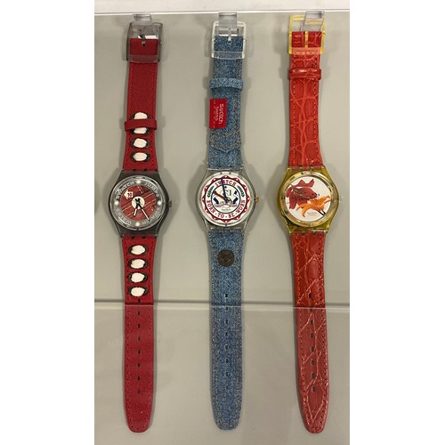 1119 - Swatch - GG137 Mc Square;  GR128 Mr Watson;  GK714 Canard Laquer; GM131 Athletics;  GK190 Red Tag;  ... 