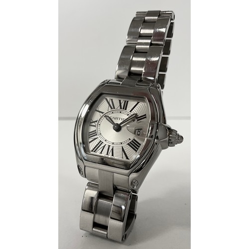 1000 - A Cartier Roadster W62017V3 stainless steel wristwatch, silvered dial with Roman numerals, the case ... 