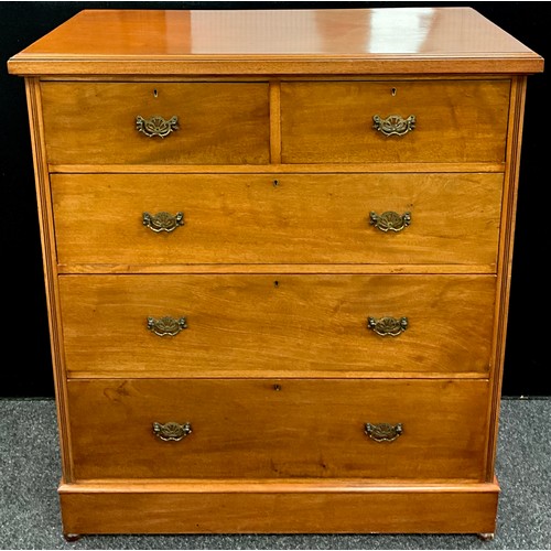 49 - A late Victorian mahogany chest of drawers, two short over three long, graduated drawers, 122cm high... 