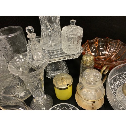 143 - 19th century and later glass ware including; silver topped vases, engraved glass, cut glass, Briley ... 