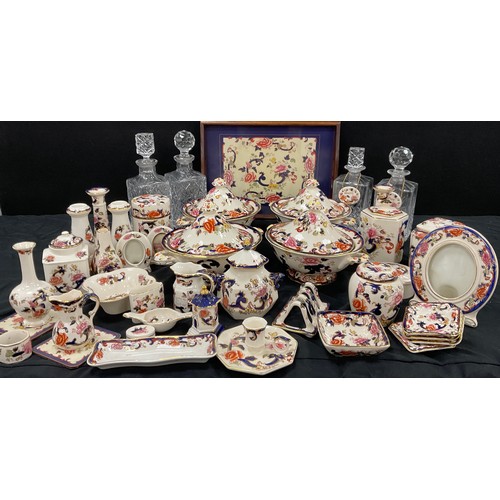 148 - Masons Mandalay pattern ware including; four lidded tureens, cigar pots, frames, candlesticks; etc