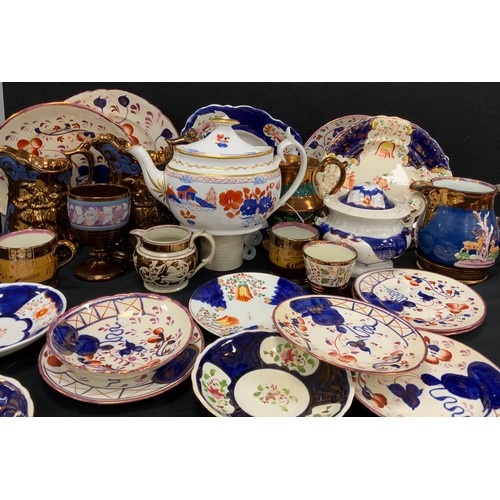 150 - 19th century ceramics including; Gaudy welsh, copper lustre, Imari pattern tea pot, possible Davenpo... 