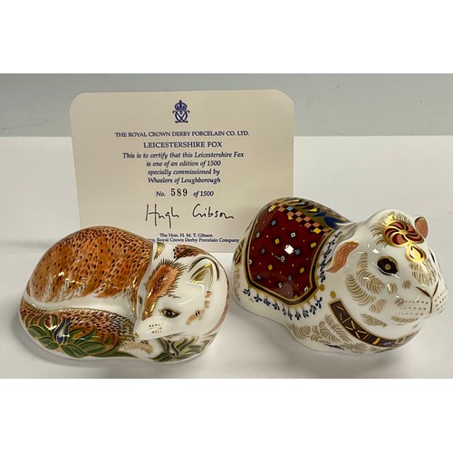 9 - A Royal Crown Derby paperweight, Leicestershire Fox, specially commissioned by Wheelers of Loughboro... 