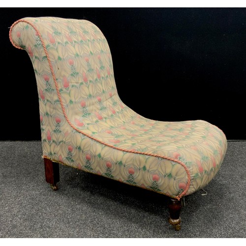 175 - A Victorian Bijou Slipper Chair / stool, 65cm high x 77cm long.