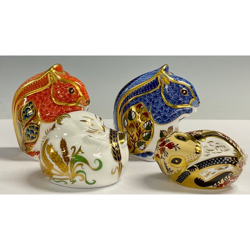 13 - A Royal Crown Derby paperweight, Debenhams Squirrel, gold stopper, 9cm, printed mark in red; others,... 