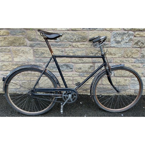 200 - A 1940s/50s Phillips single speed bicycle, serial number, T101039, black frame, leaver brakes, Brook... 