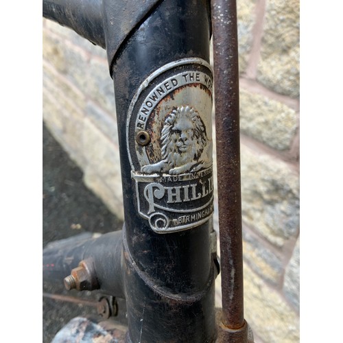 200 - A 1940s/50s Phillips single speed bicycle, serial number, T101039, black frame, leaver brakes, Brook... 