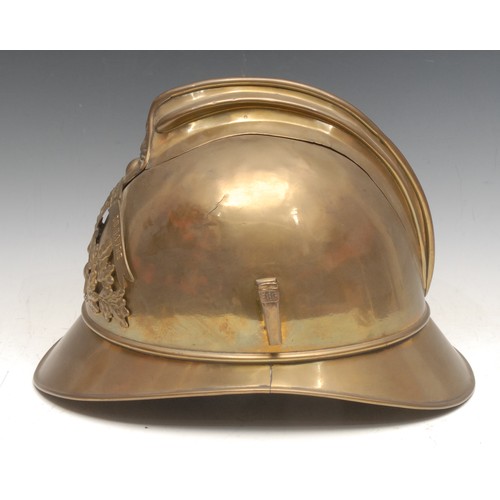 92 - Fire Brigade History - an early 20th century French brass fireman's helmet, Sapeurs PompiersDu Havre... 