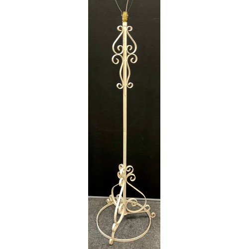 228 - An early 20th century metal floor-standing standard lamp, painted white, 152.5cm high (not including... 