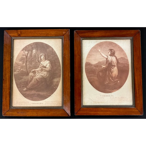 234 - Maria Anna Angelika Kauffmann (1741-1807), after, a pair of sepia silk panel prints, Griselda & Cord... 