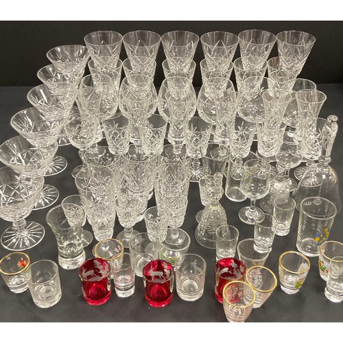 126 - Glass - a set of six Briley brandy glasses, wine glasses; other cut glass