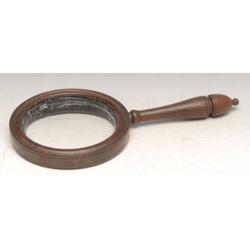 174 - A George/William IV rosewood artist's reducing glass, concave lens, turned border and handle, 30cm l... 