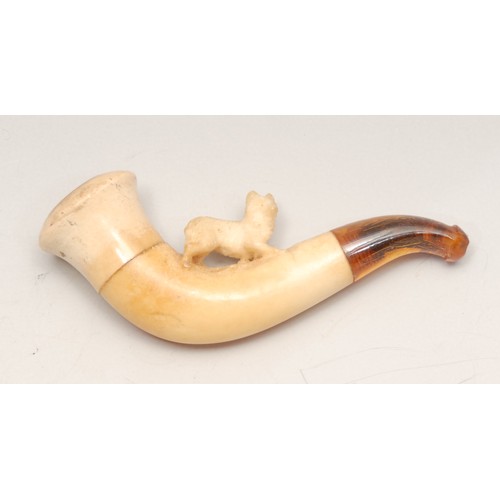 236 - A German silver coloured metal mounted meerschaum pipe, 16cm long, c.1900, cased; a cheroot holder, ... 