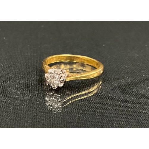 317 - A diamond solitaire ring round brilliant cut diamond approx 0.10ct, 18ct gold shank, size I/J, 2.6g ... 