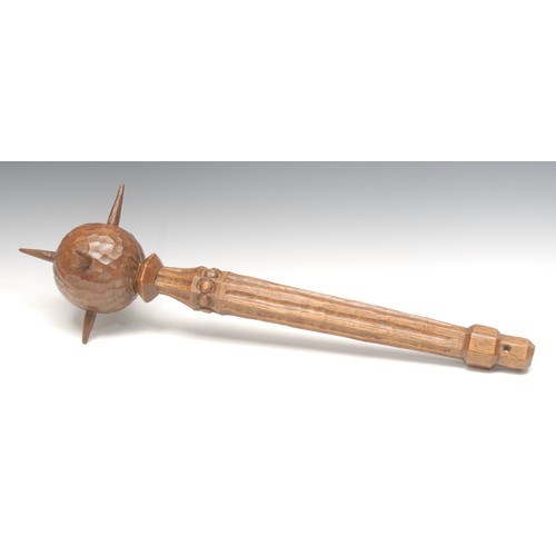 53 - A carved oak model of a Medieval mace, in the manner of Jack Grimble of Cromer, adzed overall, 57.5c... 