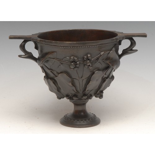 57 - A 19th century bronze vase, in the Grand Tour taste and after an ancient Greek krater, cast in relie... 