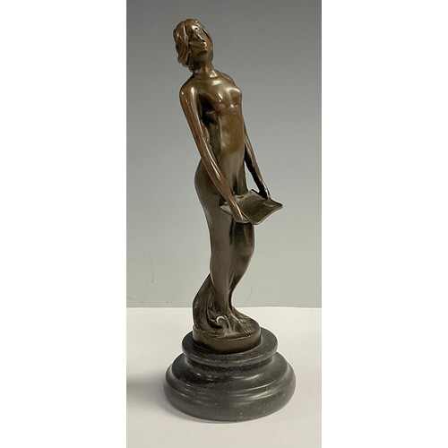 58 - An Art Nouveau style bronze, young lady, 19cm