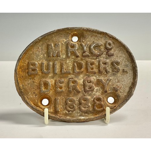 59 - A Midland Railway Co. builders plate, Derby 1888; another