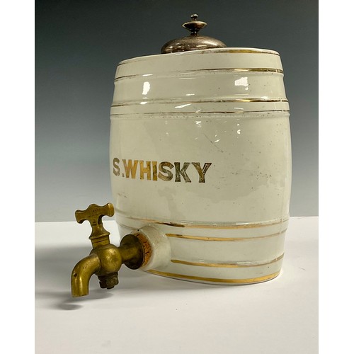 138 - A Victorian scotch whisky barrel with brass tap, 23.5cm