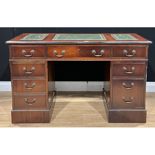 102 - A George III style mahogany twin pedestal desk