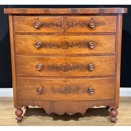 109 - A Victorian mahogany chest, of two short and three long drawers, 121cm high, 121.5cm wide, 54.5cm de... 