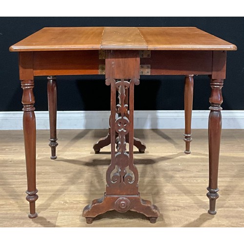 118 - A Victorian mahogany Sutherland table, unusual turned and pierced base, c.1880