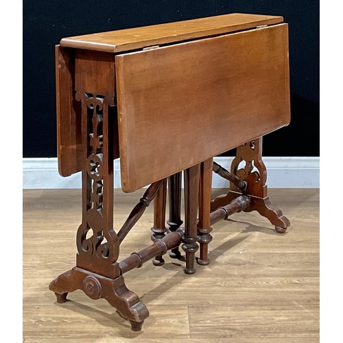 118 - A Victorian mahogany Sutherland table, unusual turned and pierced base, c.1880