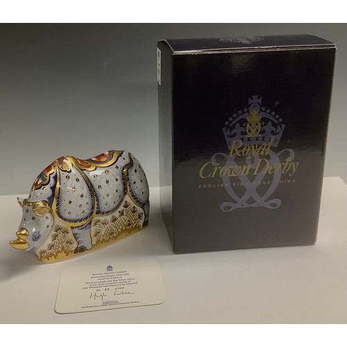 464 - A Royal Crown Derby paperweight, White Rhino, from the endangered species range, this is number 41 o... 