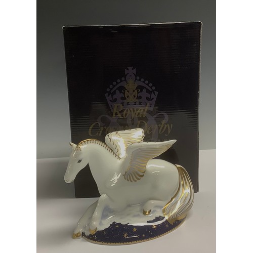 475 - A Royal Crown Derby paperweight, Pegasus, the first of a pair of Mythical Beasts exclusive to Govier... 