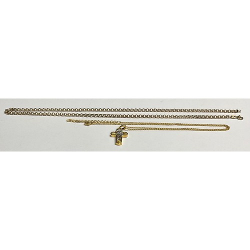 604 - A 9ct gold necklace, marked 375, 5.6g; a gold plated fashion necklace (2)