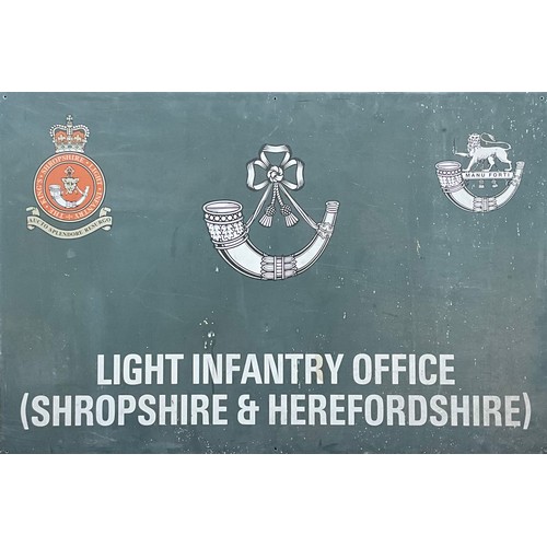 636 - A Kings Shropshire Light Infantry Office sign, 90cm x 135cm