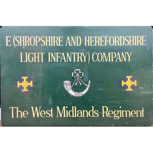 637 - An East Shropshire and Herefordshire Light Infantry Company, The West Midlands Regiment barracks sig... 