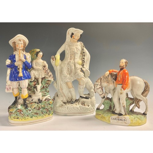 645 - Three Victorian Staffordshire figures, Garibaldi, etc