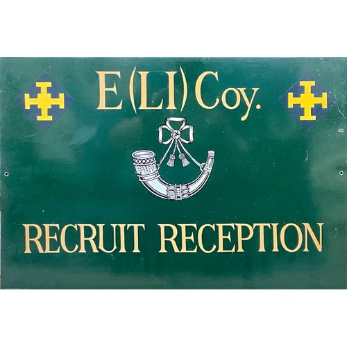 650 - An E (LI) Company Recruit Reception sign, 41cm x 61cm