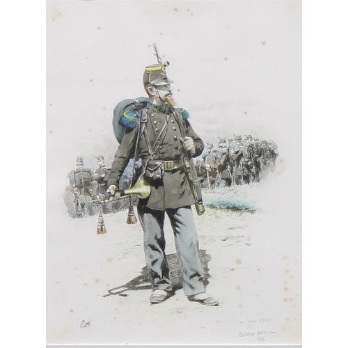 718 - Jean-Baptiste Édouard Detaille (1848 - 1912), after, a set of four, French soldiers, colour prints, ... 