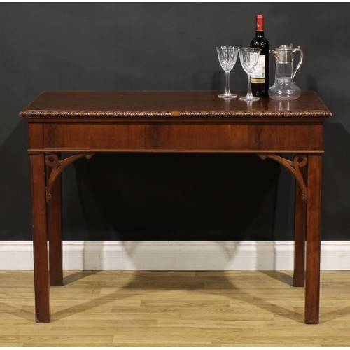 1322 - A 19th century Chippendale Revival mahogany side or serving table, rectangular top with gadrooned ed... 