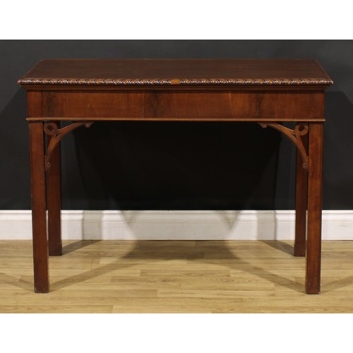 1322 - A 19th century Chippendale Revival mahogany side or serving table, rectangular top with gadrooned ed... 